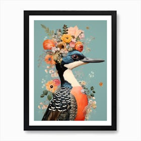 Bird With A Flower Crown Loon 3 Art Print