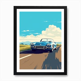 A Chevrolet Corvette In Causeway Coastal Route Illustration 3 Art Print