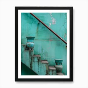 Stairway With Pots Art Print