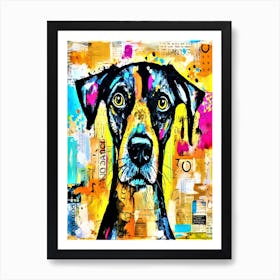 Hound Dog Stare - Colorful Doberman Art Print