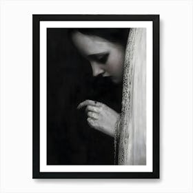 Dark Gothic Woman With A Veil Art Print