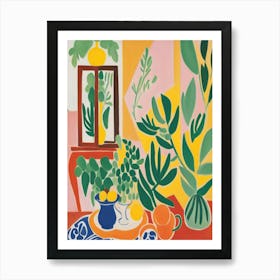 Table With Plants Matisse Style Art Print