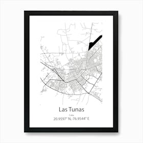 Las Tunas,Cuba Minimalist Map Art Print