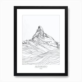 Alpamayo Peru Line Drawing 6 Poster Art Print