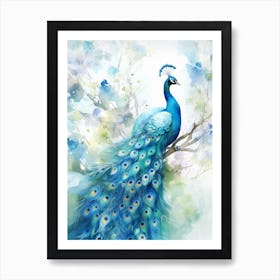 Watercolour Peacock 1 Art Print