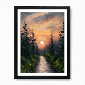 Sunset In The Woods 1 Art Print
