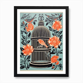 Floral Bird Cage  Art Print