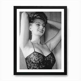 Sophia Loren Vintage Black And White Art Print