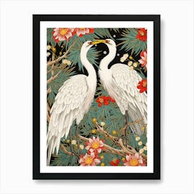 Lily And Cranes 3 Vintage Japanese Botanical Art Print