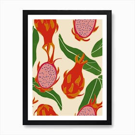 Dragon Fruit Pattern Illustration 2 Art Print