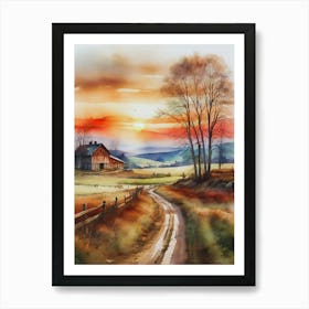 Sunset On The Farm 1 Art Print