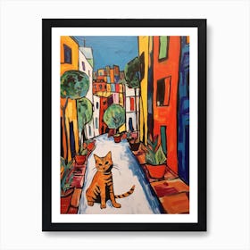 Painting Of A Cat In Rome Italy 4 Art Print