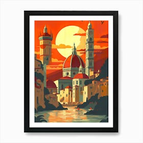 Sunset In Florence Art Print