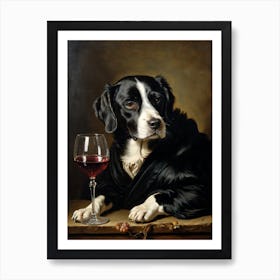 Dog With A Glass Of Wine Art Print