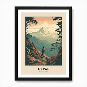 Poon Hill Trek Nepal 1 Vintage Hiking Travel Poster Art Print