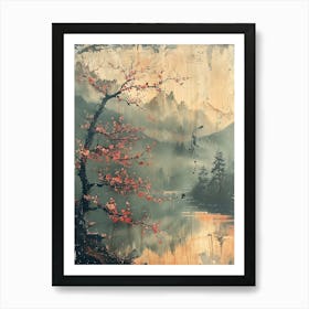 Antique Chinese Landscape Painting Art 6 Art Print