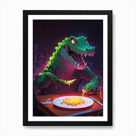 Alligator At The Table 1 Art Print