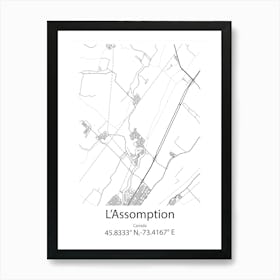 L Assomption,Canada Minimalist Map Art Print