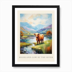Highland Cow By The River Poster Art Print