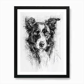 Border Collie Dog Line Sketch 2 Art Print