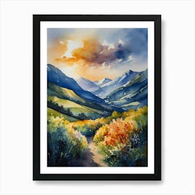 Watercolor Of Mountains 4 Art Print