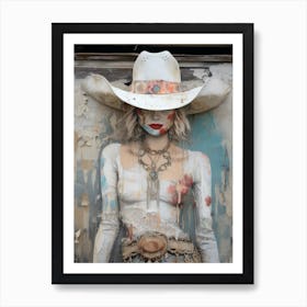 Farm Cowgirl Vintage 1 Art Print