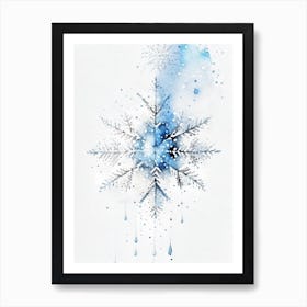 Diamond Dust, Snowflakes, Minimalist Watercolour 1 Art Print