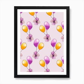 Purple And Yellow Balloons Art Print