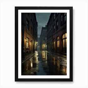 Wet Street At Night 1 Art Print