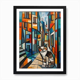 Painting Of Sydney With A Cat In The Style Of Cubism, Picasso Style 4 Art Print
