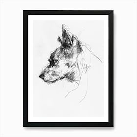 Akita Dog Charcoal Line 4 Art Print