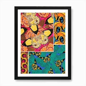 Butterflies On A Fabric Art Print