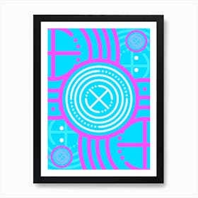 Geometric Glyph Abstract in White and Bubblegum Pink and Candy Blue n.0049 Art Print