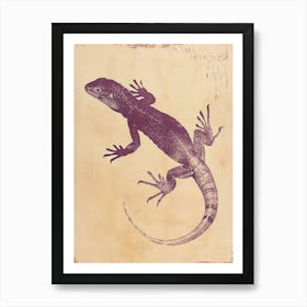 Purple Lesser Antillean Iguana Block Print 1 Art Print