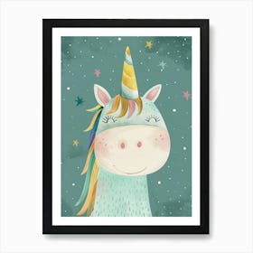 Rainbow Pastel Unicorn Storybook Style 3 Art Print