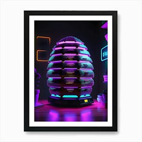 Beehive with neon lights Art Print