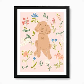 Dog Amongst Wildflowers  Art Print