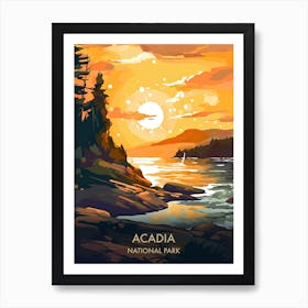 Acadia National Park Travel Poster Illustration Style 4 Art Print