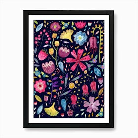 Dark Watercolor Floral Poster