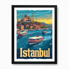 Aihrgdesign A 1970s Inspired Travel Poster For Istanbul 3 Art Print