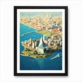 San Diego, Usa, Geometric Illustration 1 Art Print