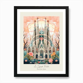 La Sagrada Familia   Barcelona, Spain   Cute Botanical Illustration Travel 0 Poster Art Print