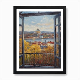 Window View Of Stockholm Sweden Impressionism Style 4 Art Print