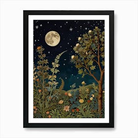 Landscape Moon In Forest Style William Morris 9 Art Print