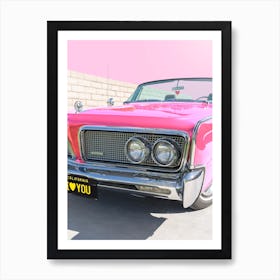 Vintage Pink 1964 Imperial Car With I Love You License Plate In Palm Springs Art Print