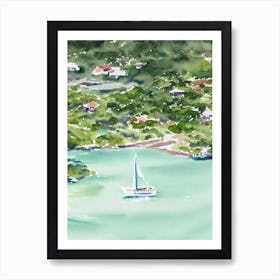 Saint Kitts And Nevis Watercolour Tropical Destination Art Print