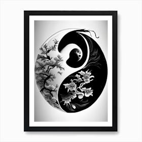 Black And White Yin and Yang Illustration Art Print