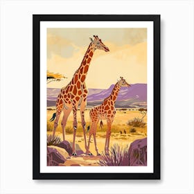 Yellow & Purple Giraffe  2 Art Print