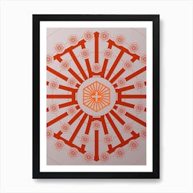 Geometric Abstract Glyph Circle Array in Tomato Red n.0107 Art Print