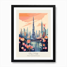 Burj Khalifa   Dubai, United Arab Emirates   Cute Botanical Illustration Travel 2 Poster Art Print